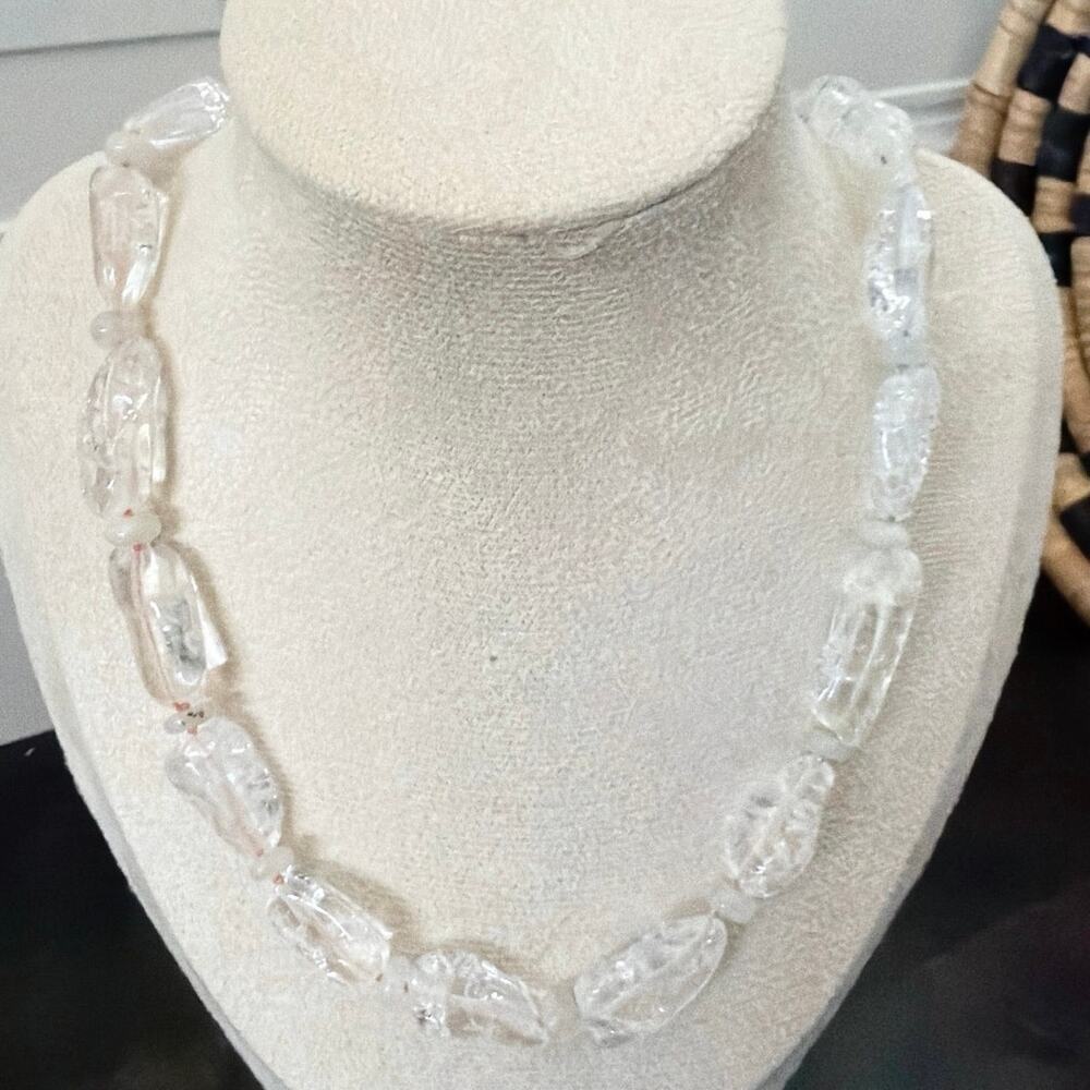 Second Bloom Studio Artisan Moonstone Quartz Necklace 18.5" Ombre Hand Knotted
